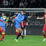 (L-R) Stefano Beltrame of Go Ahead Eagles, Karim Rossi of SC Cambuur, Xandro Schenk of Go Ahead Eagles