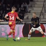 (L-R) Dennis Hettinga of Go Ahead Eagles, Sjoed Overgoor of Go Ahead Eagles, Justin Bakker of jong AZ