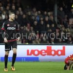 30-03-2018: Voetbal: Go Ahead Eagles v Helmond sport: Deventer
(L-R) Ron Janzen of Helmond Sport krijgt geel van E. Blank referee of KNVB
FOTO: Johan Wolff
