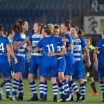 20-04-2018: Voetbal: Vrouwen PEC Zwolle v PSV: Zwolle
(L-R) team PEC Zwolle viert feest na de 3-3-
FOTO: Johan Wolff