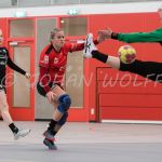 L-R Sabrina van der Mast of Kras Volendam, Charlotte Schulten of PCA Kwiek, Ellen Overman of Kras Volendam