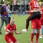 23-05-2021: Sport: Twente vs ADO 
Anna-Lena Stolze (FC Twente), Kerstin Casparij (FC Twente)
during the playoff vrouwen Eredivisie at stadium Diekman in Enschede